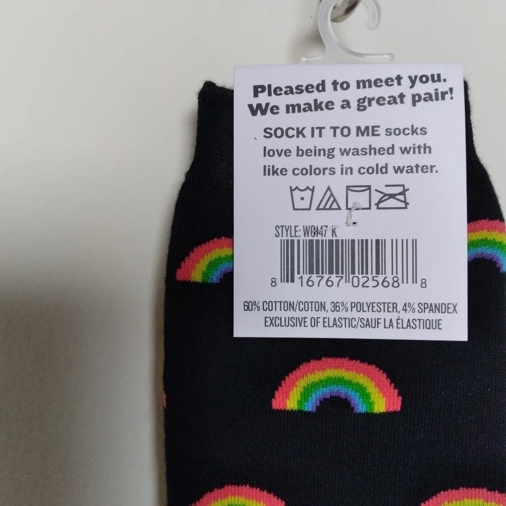 Sock It To Me Women's Retro Rainbow Print Crew Socks New with Tags